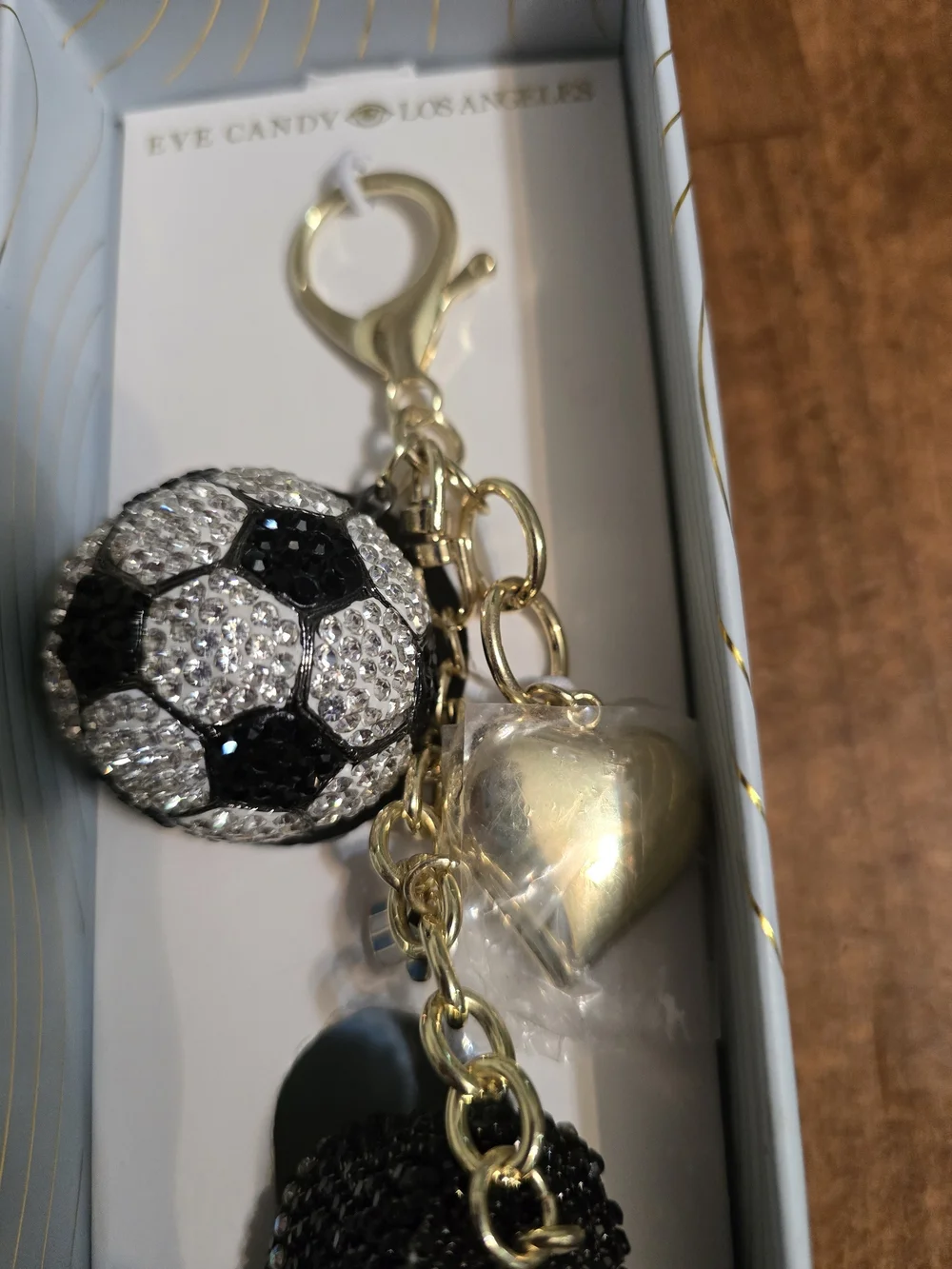 Eye Candy Los Angeles Black & Gold Soccer Sneaker Bag Charm